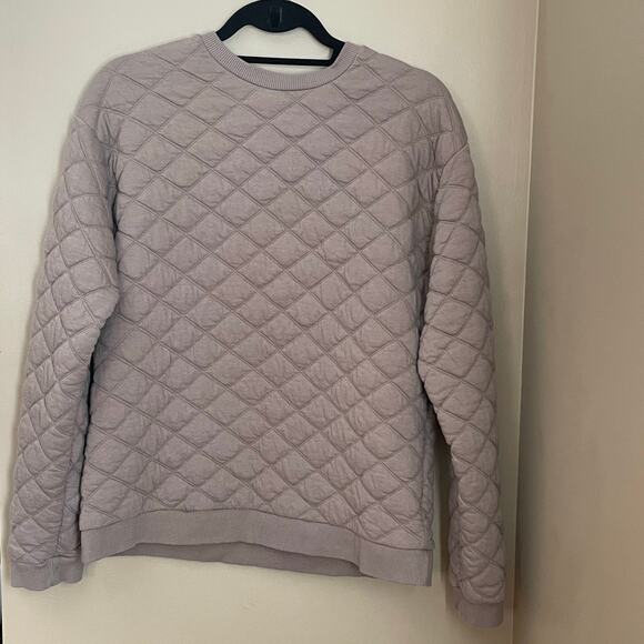 Zara Quilted Sweatshirt Womens Large Brown Crewneck Long Sleeve Pullover - Picture 1 of 8